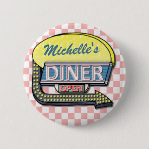 Create Your Own Custom Retro 50's Diner Sign 2 Pinback Button