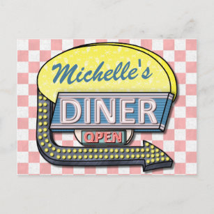 Create Your Own Custom Retro 50's Diner Sign 2 Postcard