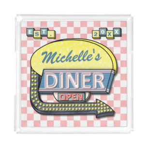 Create Your Own Custom Retro 50's Diner Sign Acrylic Tray