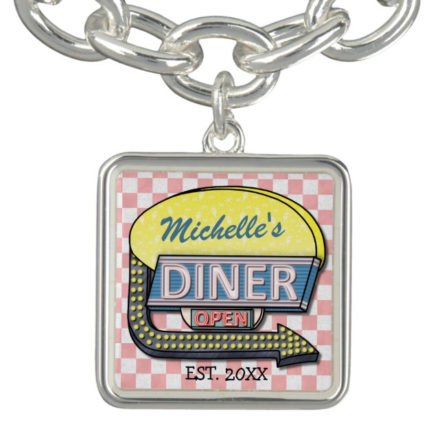 Create Your Own Custom Retro 50's Diner Sign Bracelet (Design)