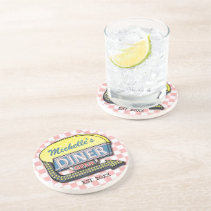 Create Your Own Custom Retro 50's Diner Sign Drink Coaster