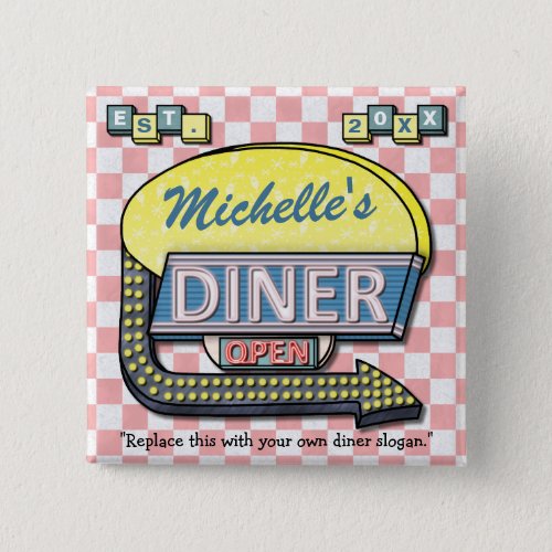 Create Your Own Custom Retro 50s Diner Sign Pinback Button