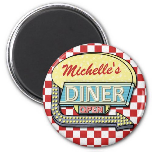 Create Your Own Custom Retro 50s Diner Sign Red Magnet