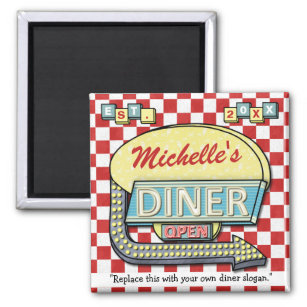 Create Your Own Custom Retro 50's Diner Sign Red Magnet