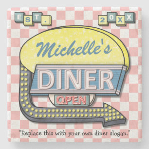 Create Your Own Custom Retro 50's Diner Sign Stone Coaster
