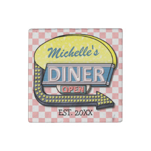 Create Your Own Custom Retro 50's Diner Sign Stone Magnet