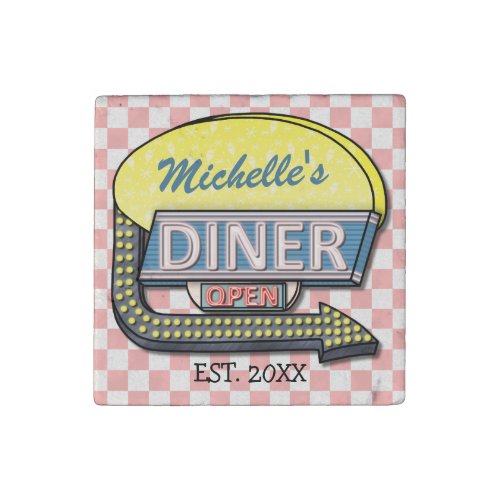 Create Your Own Custom Retro 50s Diner Sign Stone Magnet