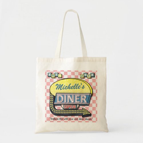 Create Your Own Custom Retro 50s Diner Sign Tote Bag