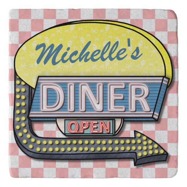 Create Your Own Custom Retro 50's Diner Sign Trivet (Front)