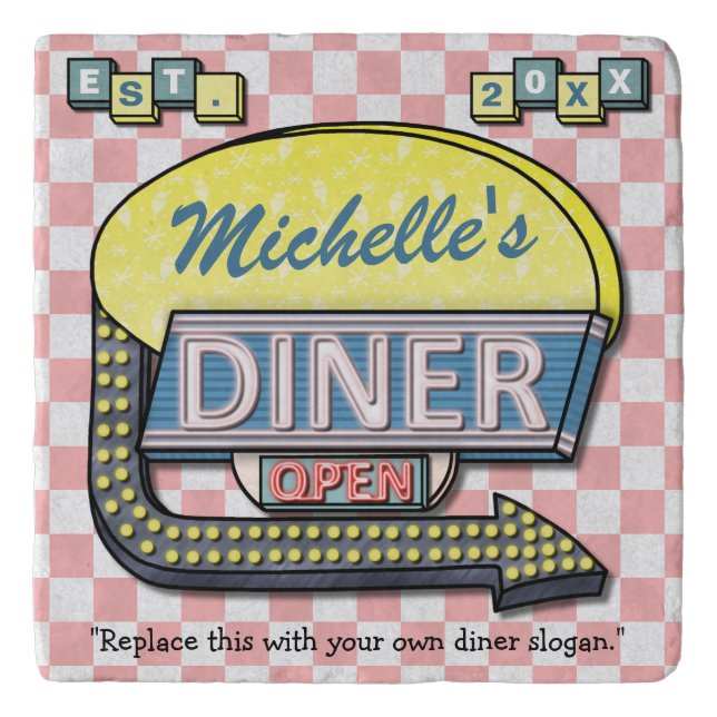 Create Your Own Custom Retro 50's Diner Sign Trivet (Front)