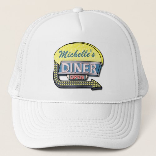 Create Your Own Custom Retro 50s Diner Sign Trucker Hat