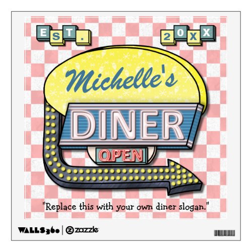 Create Your Own Custom Retro 50s Diner Sign Wall Sticker