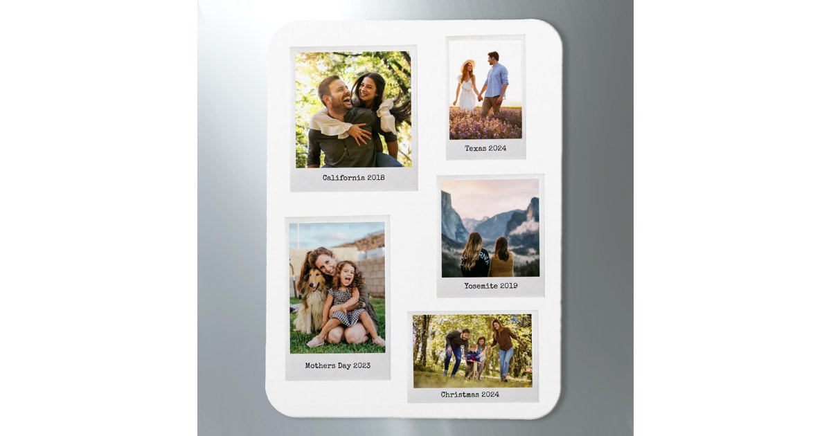 Create Your Own Custom Retro Instant Photo Collage Magnet | Zazzle