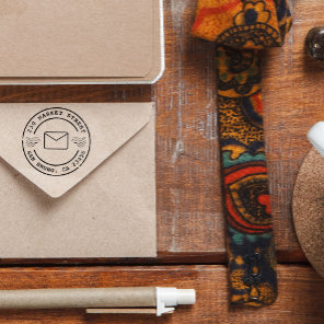 Create Your Own Custom Retro Round Return Address Rubber Stamp