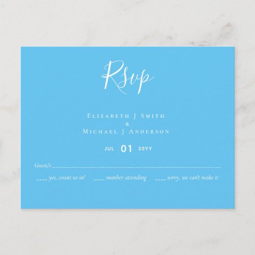 Create Your Own Custom RSVP Wedding Aqua Blue Post Postcard