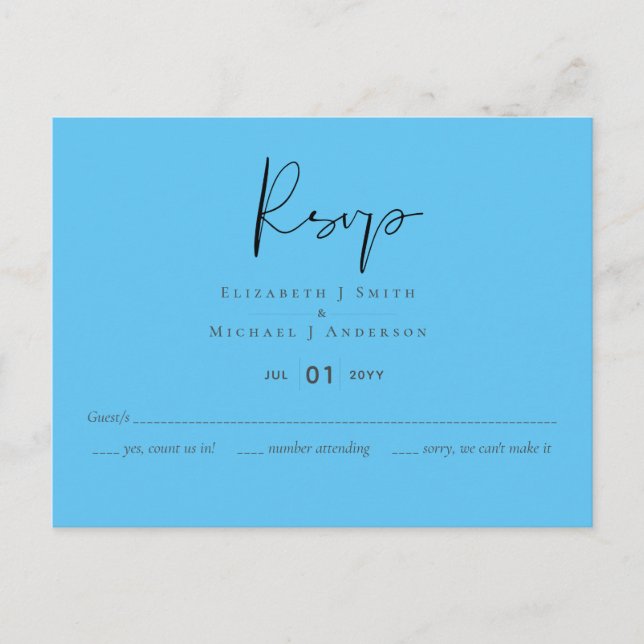 Create Your Own Custom RSVP Wedding Aqua Blue Postcard (Front)