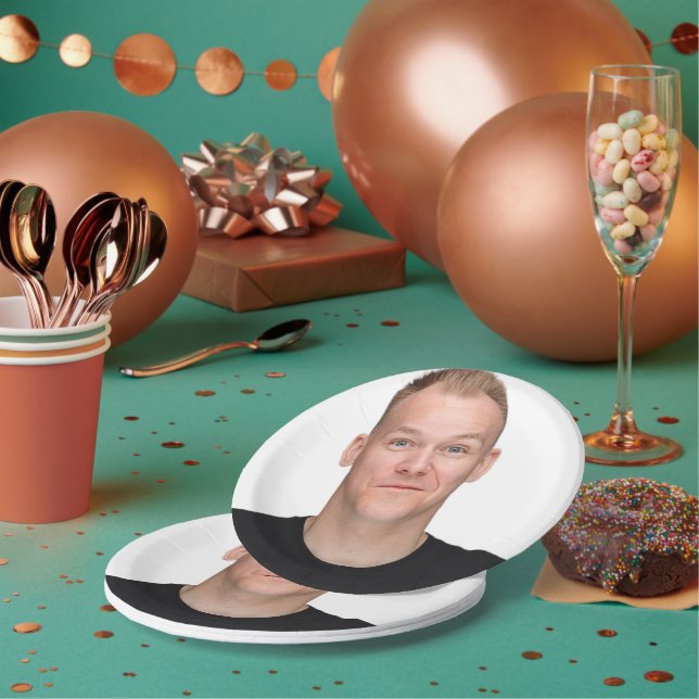 Create your own Custom Selfie Funny Face Photo Paper Plates (Multi)