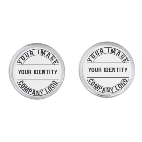 Create Your Own Custom Silver Tone Round Cufflinks