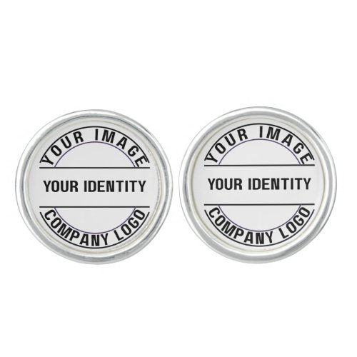 Create Your Own Custom Silver Tone Round Cufflinks