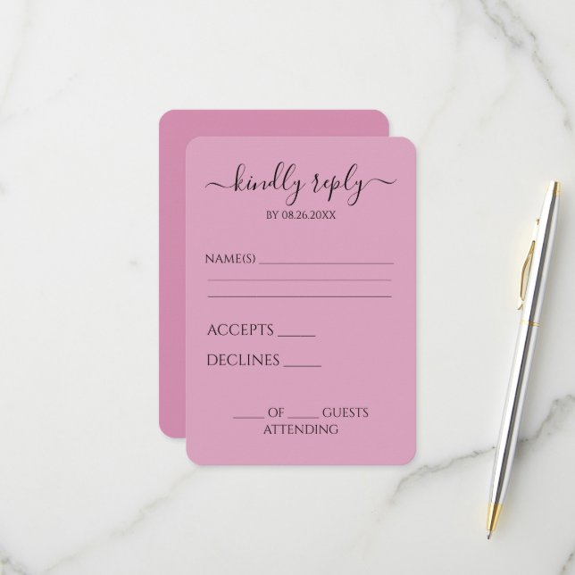 Create Your Own Custom Simple Calligraphy RSVP Card (Front/Back In Situ)