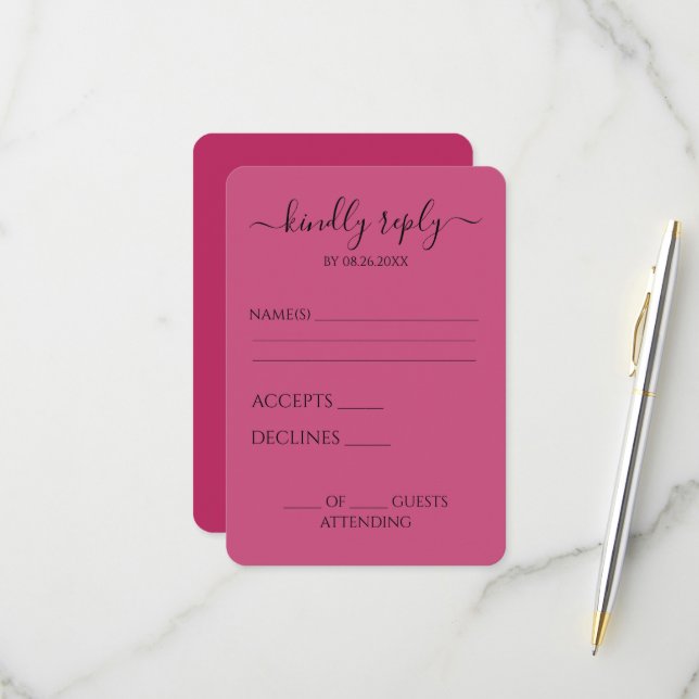 Create Your Own Custom Simple Minimal RSVP Card (Front/Back In Situ)
