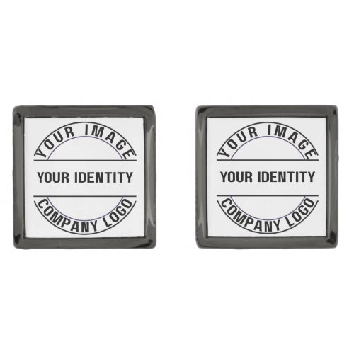 Create Your Own Custom Square Gunmetal Cufflinks