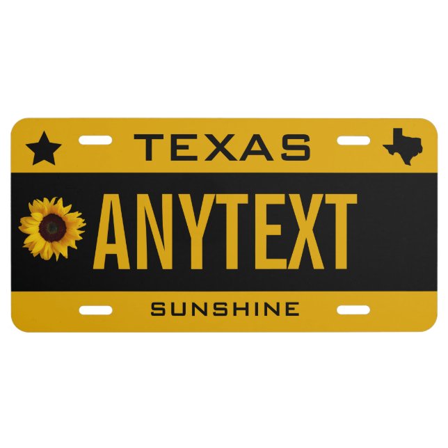 Create Your Own Custom Sunflower Texas License Plate (Front)