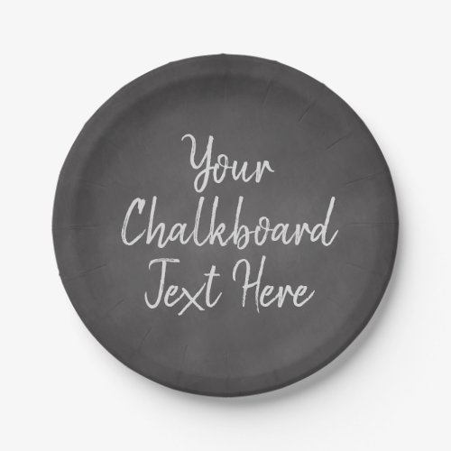 Create Your Own Custom Text Black Chalkboard Paper Plates