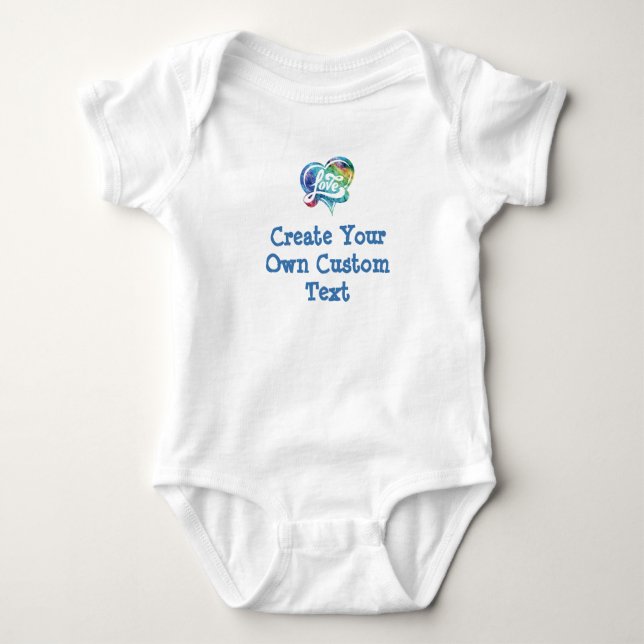 Create your own custom text faux Tie Dye Heart Baby Bodysuit (Front)