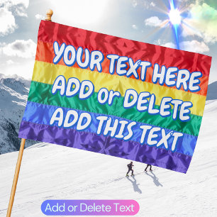 Create Your Own Custom Text LGBT Gay Pride Rainbow House Flag