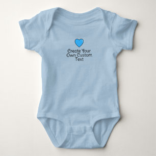 Create your own custom text with blue heart baby bodysuit