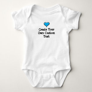 Create your own custom text with Blue Heart Baby Bodysuit