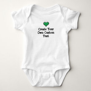 Create your own custom text with Green Heart Baby Bodysuit
