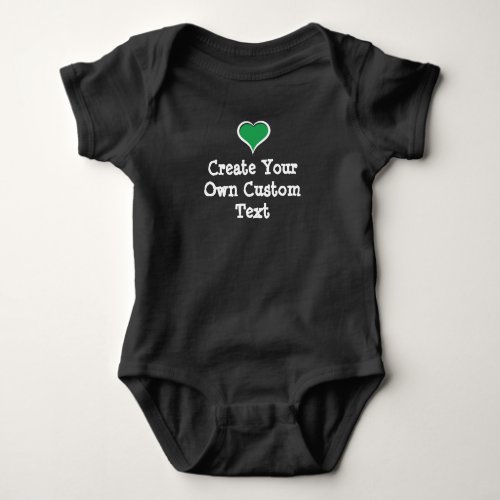 Create your own custom text with Green Heart Baby Bodysuit