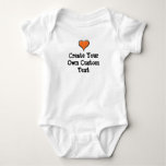 Create Your Own Custom Text With Orange Heart Baby Bodysuit at Zazzle