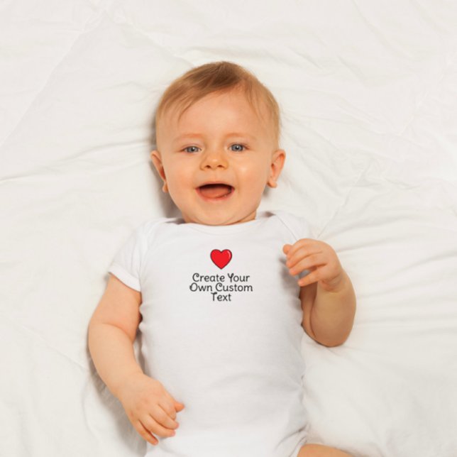Create your own custom text with red heart  baby bodysuit (Creator Uploaded)