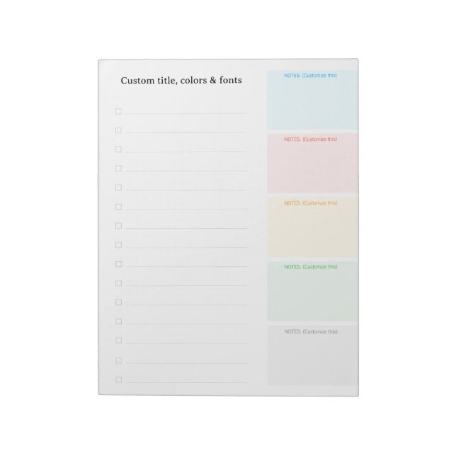 CREATE-YOUR-OWN Custom upload your design list Notepad (Rotated)