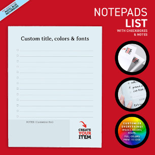 CREATE-YOUR-OWN Custom upload your design list Notepad