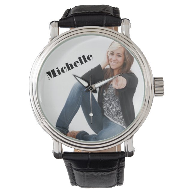 Create Your Own Custom Vintage Leather Band Watch (Front)