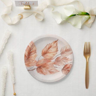 Create Your Own Custom Watercolor Autumn Leaves Paper Plates
