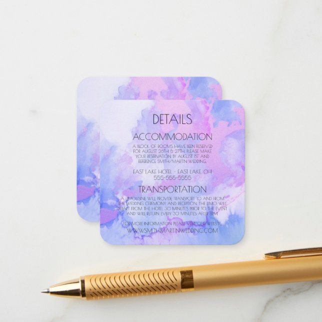 Create Your Own Custom Watercolor Marble Enclosure Card (Front/Back In Situ)