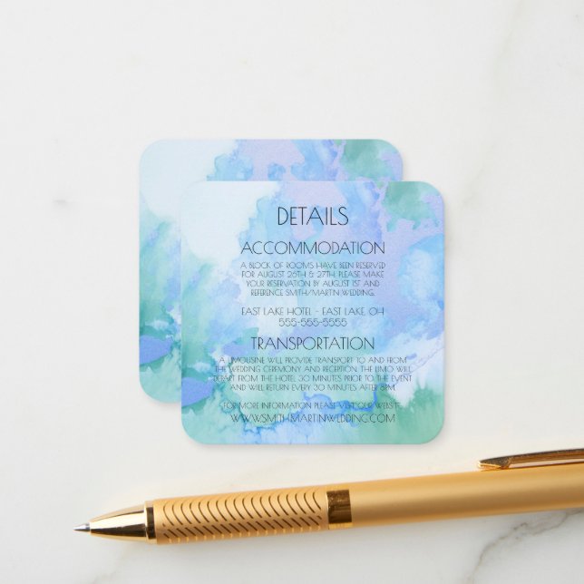 Create Your Own Custom Watercolor Marble Enclosure Card (Front/Back In Situ)