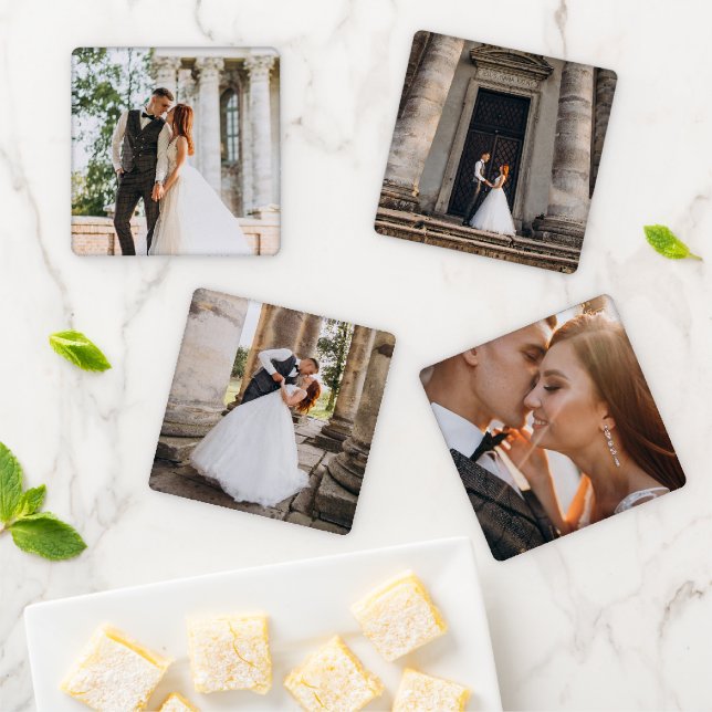Create Your Own Custom Wedding Photos Coaster Set (In Situ)