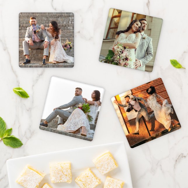Create Your Own Custom Wedding Photos Coaster Set (In Situ)