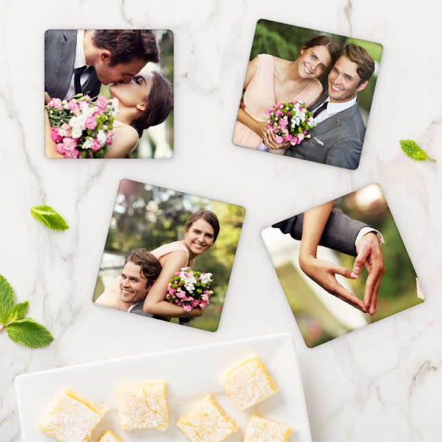 Create Your Own Custom Wedding Photos Coaster Set (In Situ)