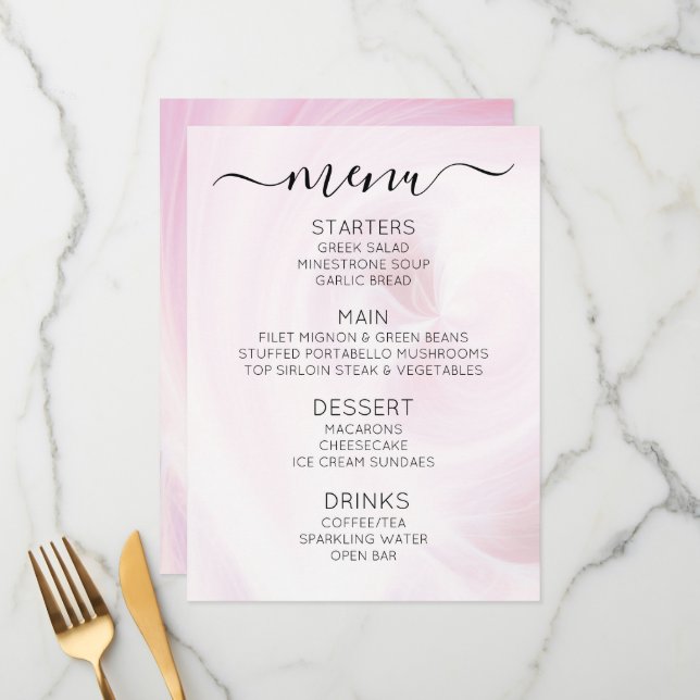 Create Your Own Custom White Light Swirls Menu (Front/Back In Situ)