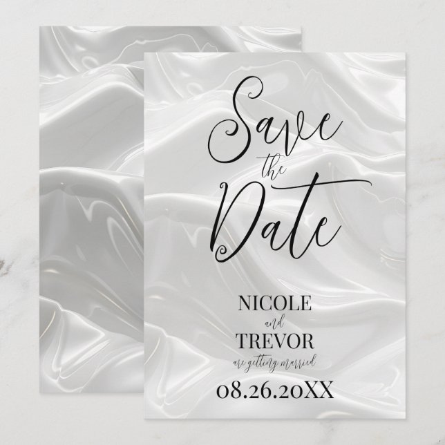 Create Your Own Custom White Waves Save The Date (Front/Back)