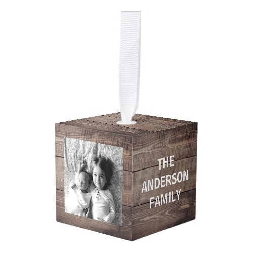 Create Your Own Custom Wood Family Photo Cube Ornament - Create your own personalized cube ornament with your custom images on a worn wood background. Add your favorite photo, design or artwork to create something really unique. To edit this design template, click 'Change' and upload your own image as shown above. Click 'Customize' button to add text, customize fonts and colors.
Treat yourself or make the perfect gift for family, friends, parents and grandparents!