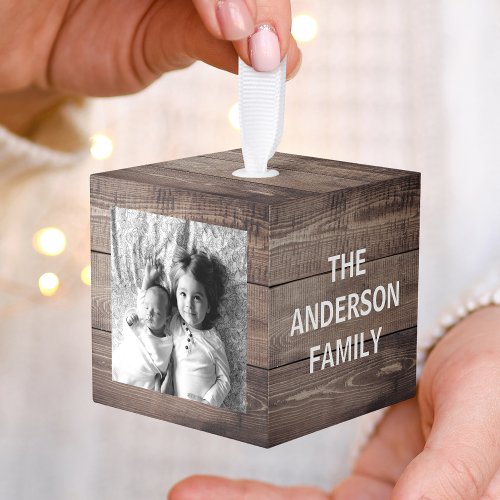 Create Your Own Custom Wood Family Photo Cube Ornament