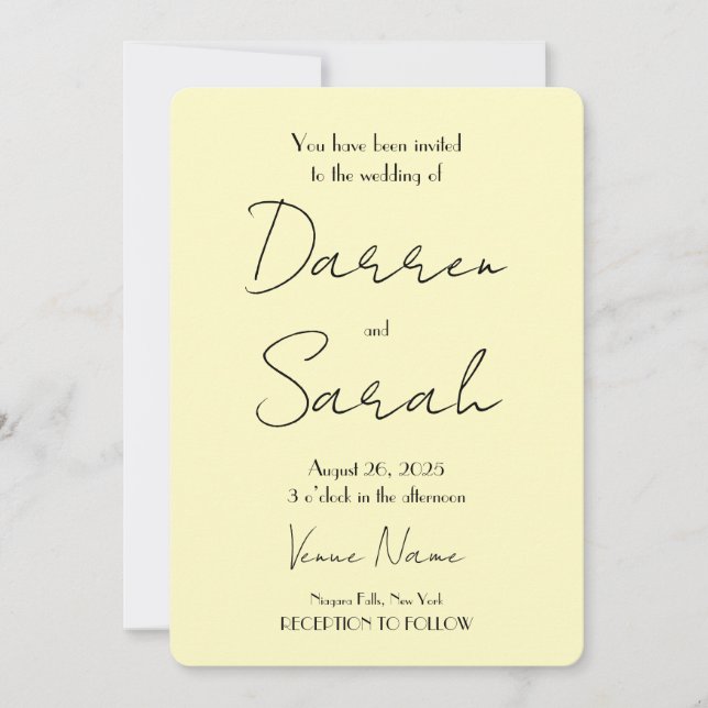 Create Your Own Custom Yellow Wedding Invitation (Front)
